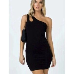 Black Princess Polly Women’s Ladies Double Strap One Shoulder Dress, Size 4